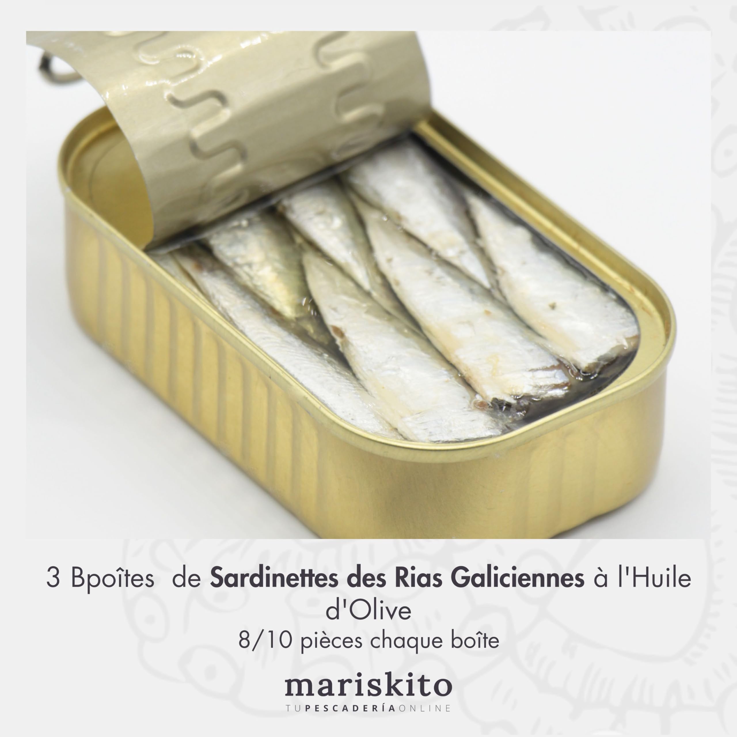 MARISKITO | Pack La Mer Gourmet - 12 Boîtes de conserves Gourmet - Boîtes de Conserve Galiciennes - Panier Cadeau - Coffret de Produits Délicatesse