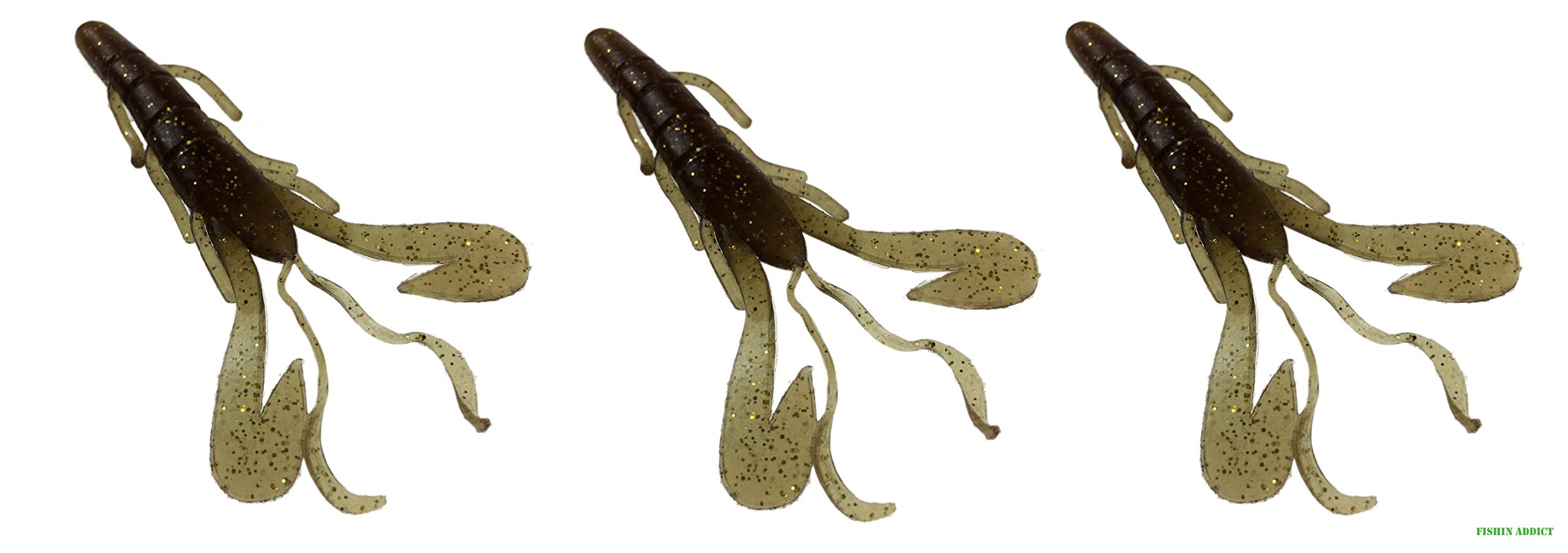 FISHIN ADDICT 3 pack CRAY CRAY Crayfish Creature Bait fishing lure soft plastic BRONZE