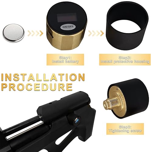 Miniatura 7 de Medidor de paintball de rosca 18BSP de 1.102 in, 3 unidades (barPsiMpa) pistola de aire PCP HPA, medidor de presión digital de paintball con