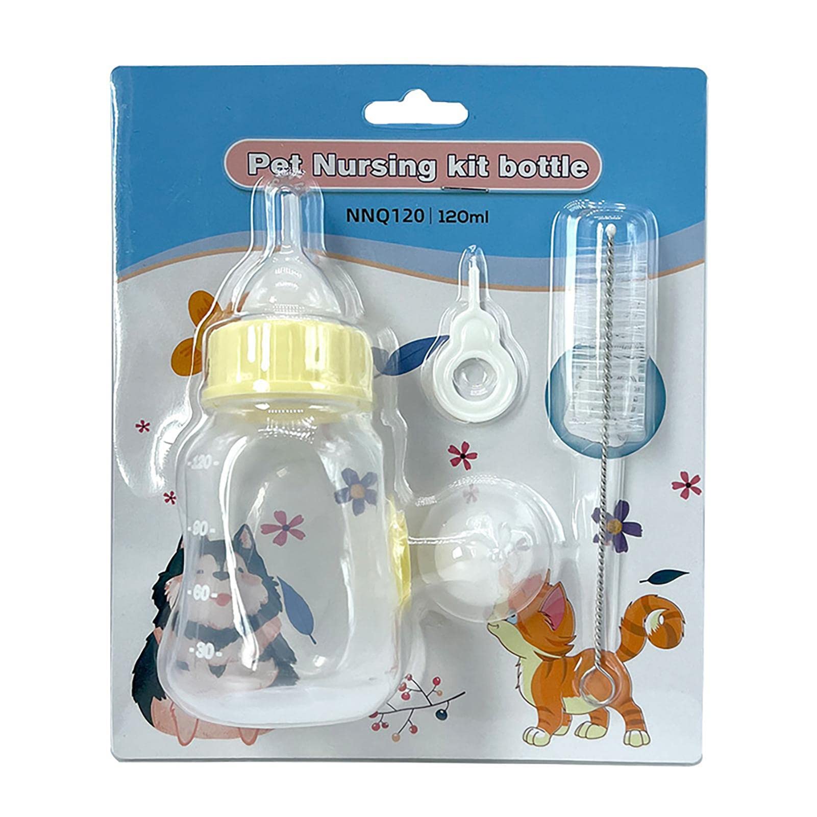 Rianpesn Kitten Bottles for Nursing | 120ml Pet Bottle Kit, Liquid Bottle with Replaceable Silicone Teat - Pet Feeding Tool Nursing Bottles for Nursing Kittens, Puppies