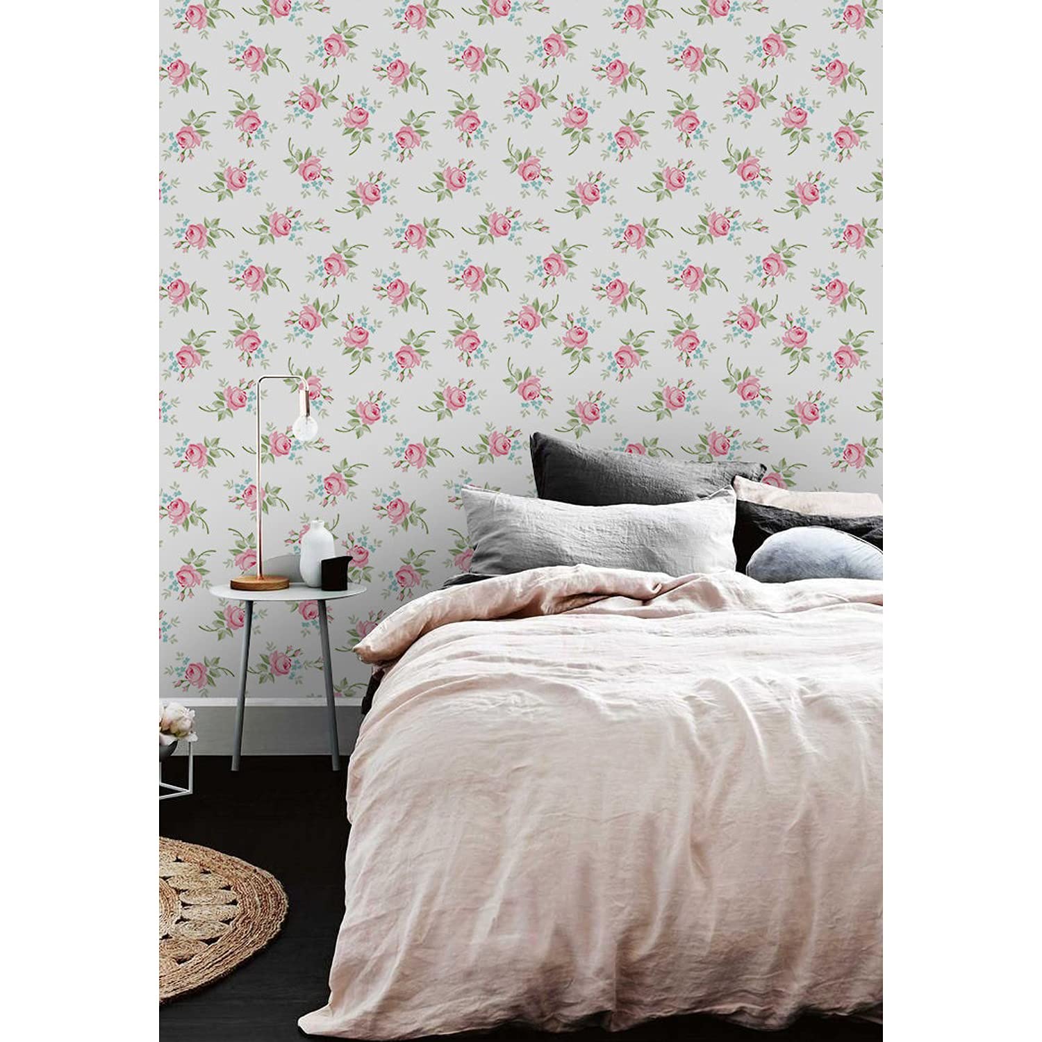 Papier peint auto-adhésif Magic-Stick lavable à motif floral panoramique pour rénovation de chambre