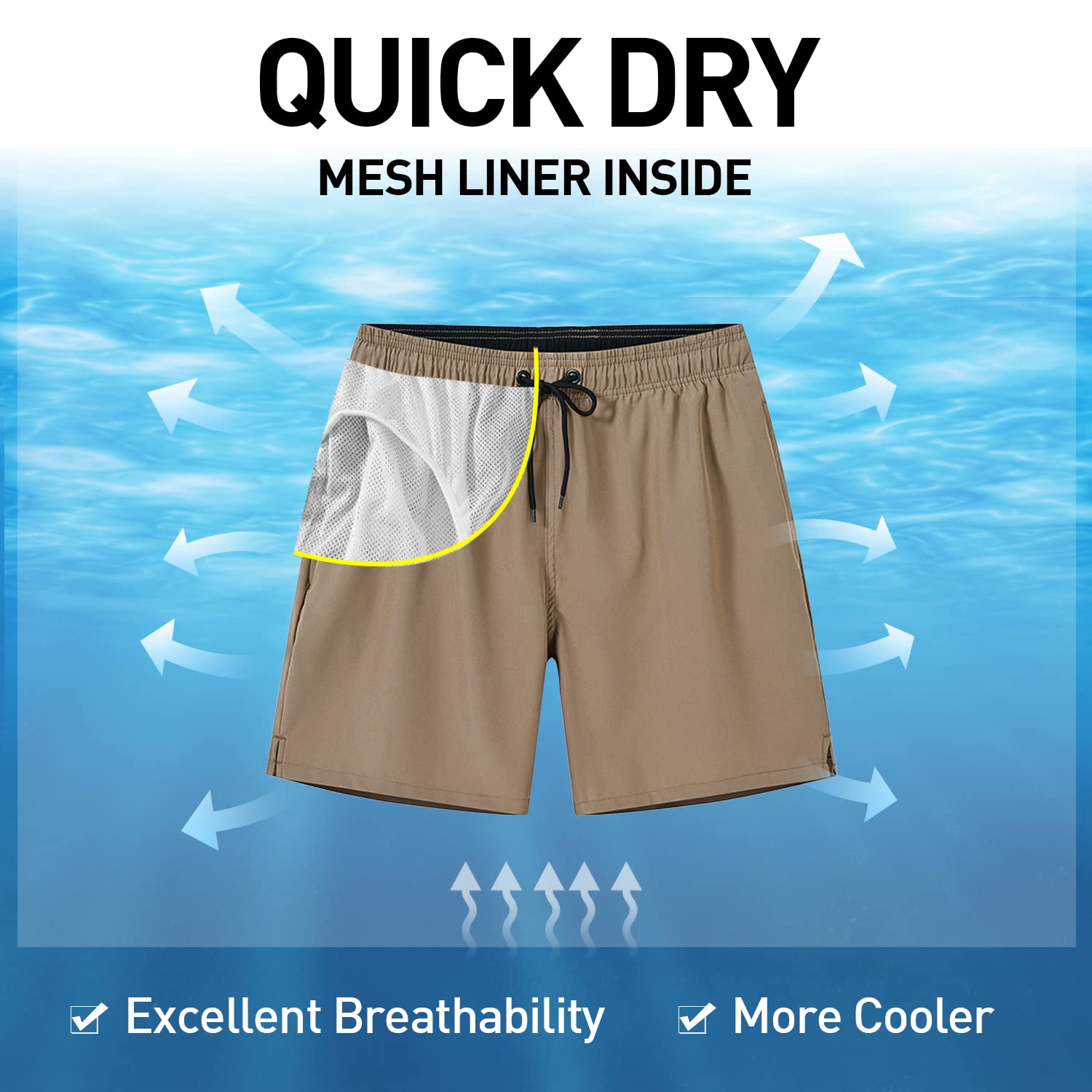 Arcweg Pantaloncini da Bagno Uomo Asciugatura Veloce Calzoncini da Bango Mare Beach Costume da Bagno Fodera Rete con Taschino e Coulisse Trunks