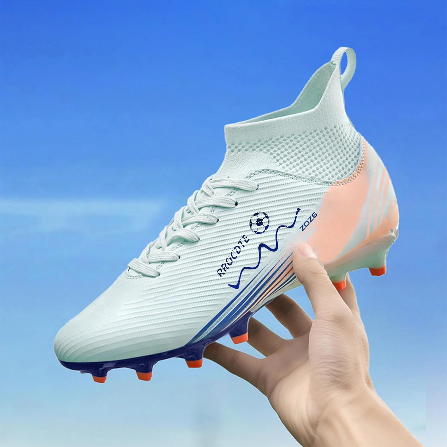 Soccer Shoes for Mens Womens High Top AG Long Spikes Students Game Sports Training Football Cleats - Image 2