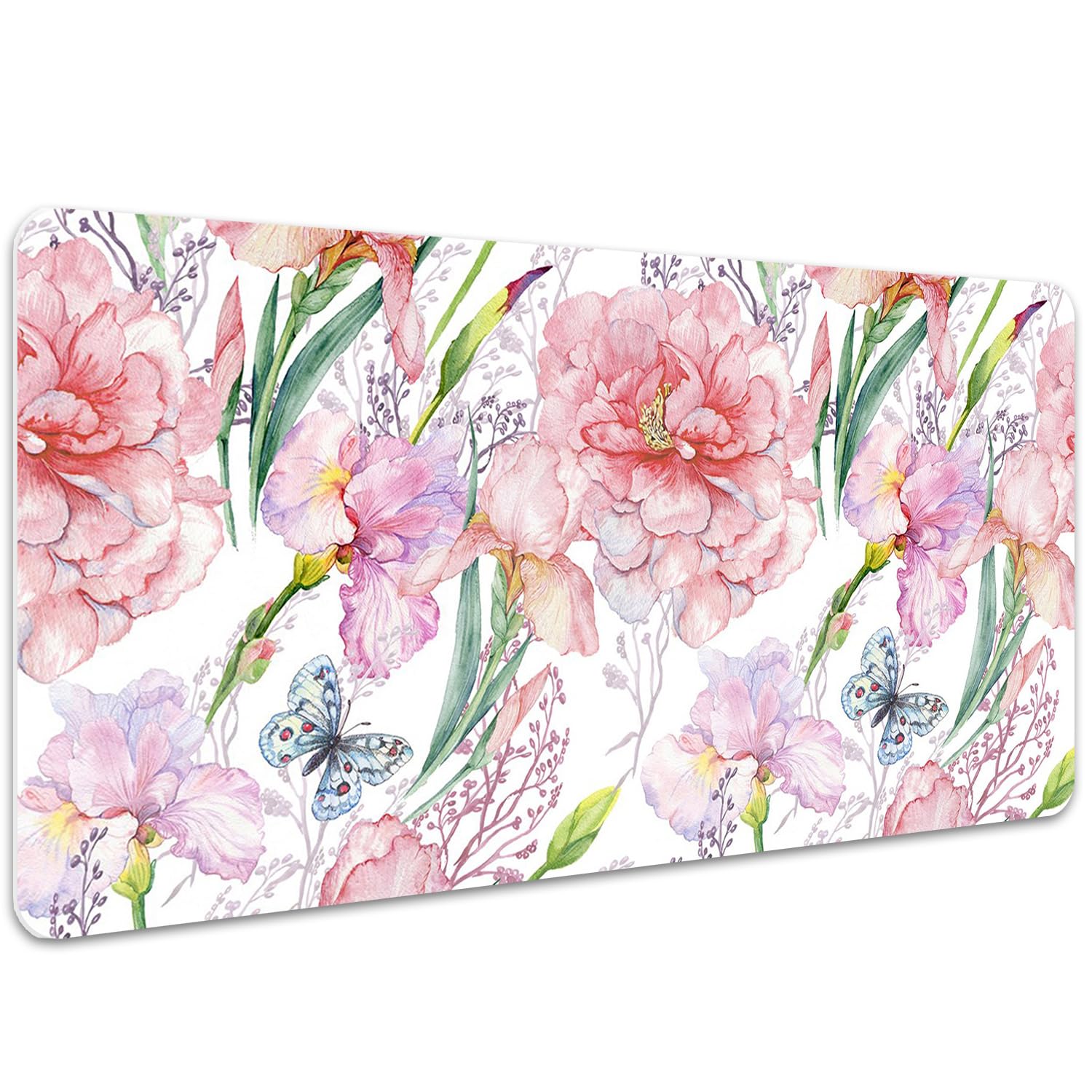 Tappetino da Scrivania 100x50 cm Protezione e Decorazione in Vinile PVC Antiscivolo Impermeabile Facile da Pulire Superficie Protettiva per Ufficio e Casa - Fiori Peonie