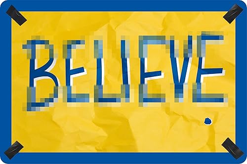Miniatura 2 de Flinelife Letrero con texto en inglés Believe Lasso, tamaño grande de 16 x 12 pulgadas, decoración motivacional de metal para pared, perfecto para