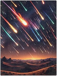 Velveteen Microfiber Blanket - Colorful Meteor Shower Over Desert Design