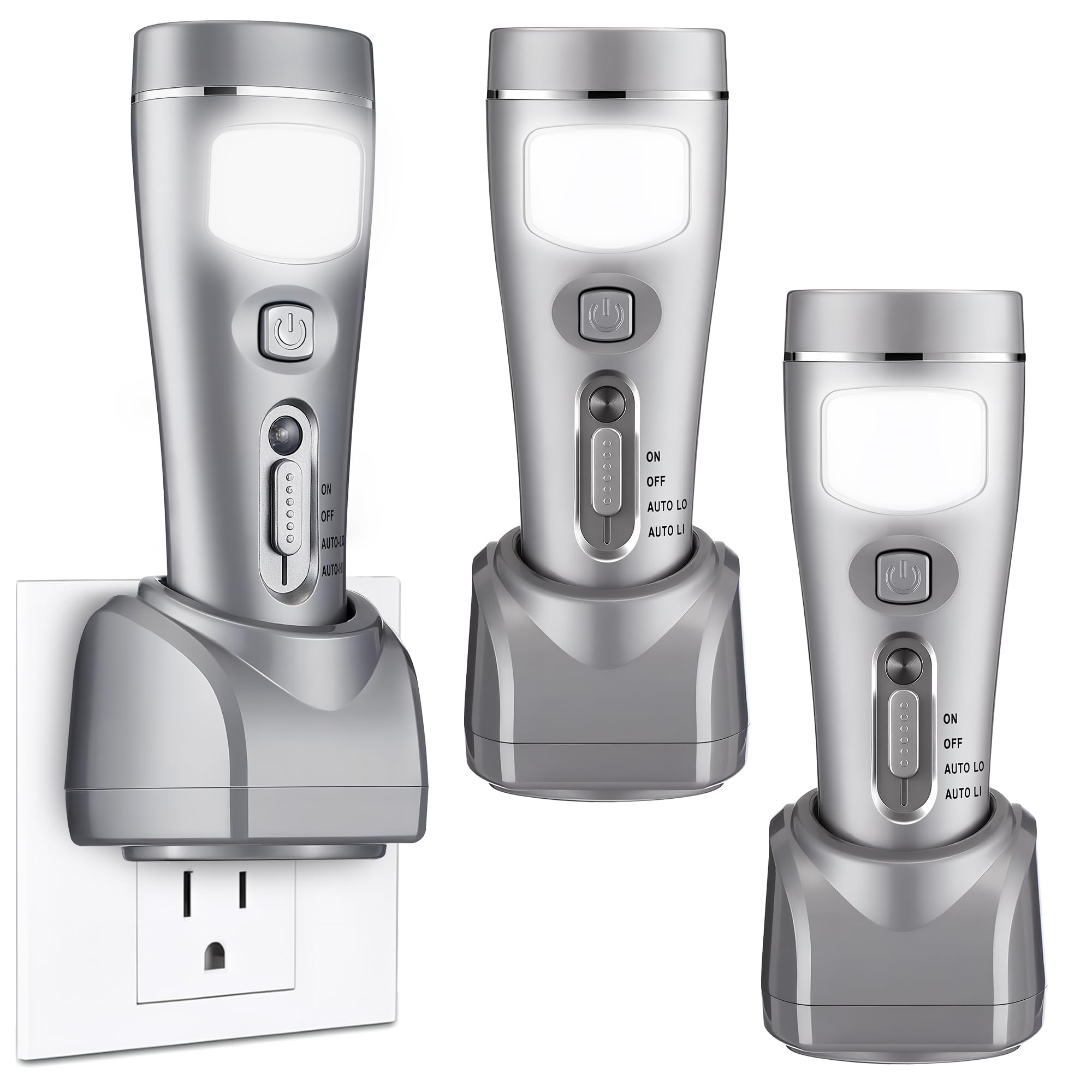 Grinsvalley 3 Pack Rechargeable Emergency Light with Auto On