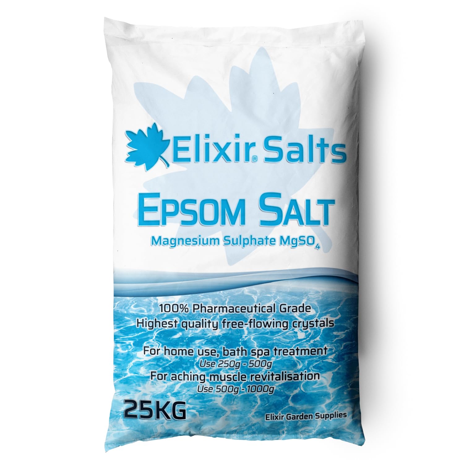 Elixir Gardens UK Epsom Salt (Pharmaceutical Grade) | Various Qty Available (from 300g - 25kg) | Supplied in Bag (25kg)