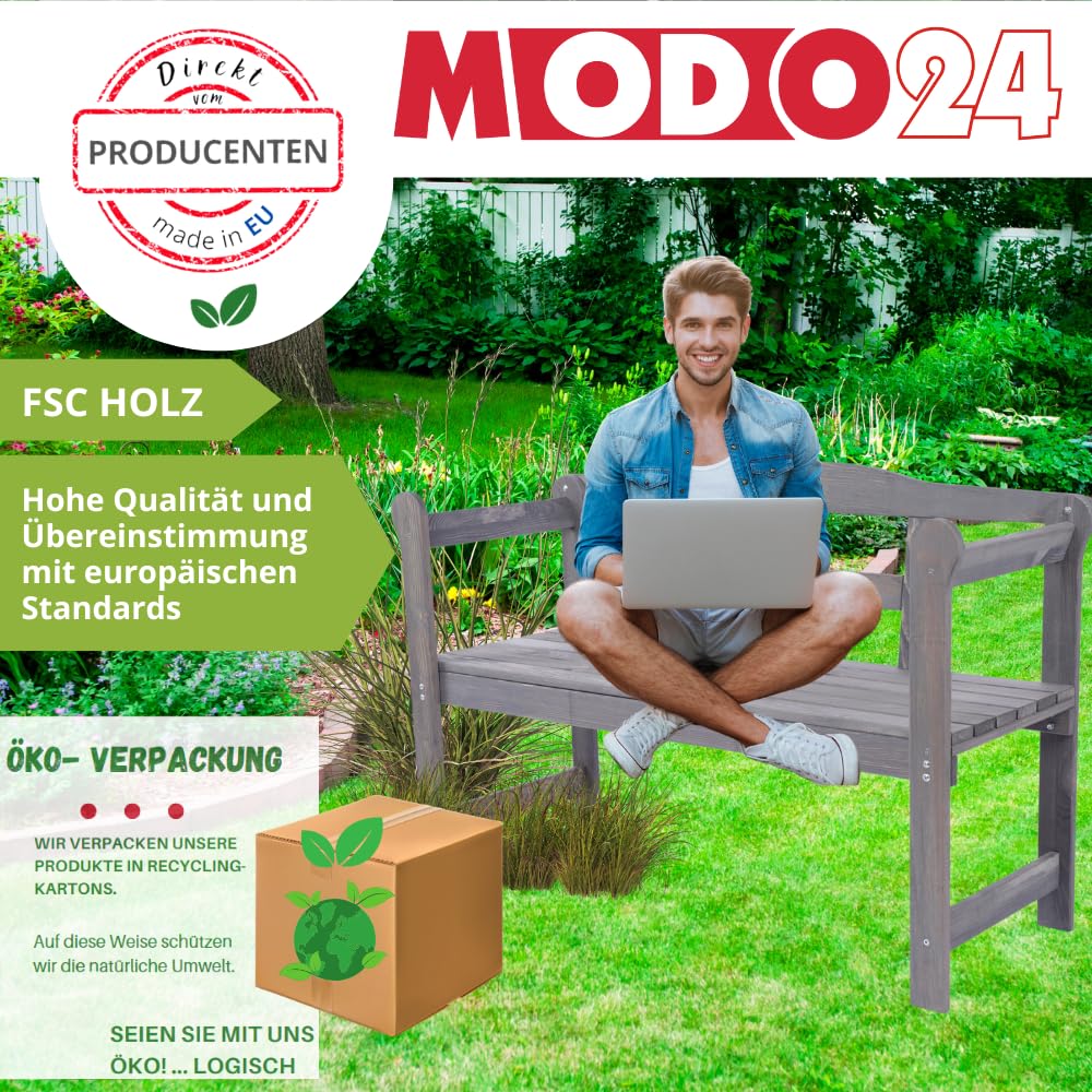 Gartenbank aus Holz, Schutzhülle aus PVC, Parkbank, Gartenmöbel, Sitzbank, Bank Friesenbank, Holzbank, 2-Sitzer, In- & Outdoor, FSC-Holz, Abmessungen 46x118x78 cm, Farbe: Braun