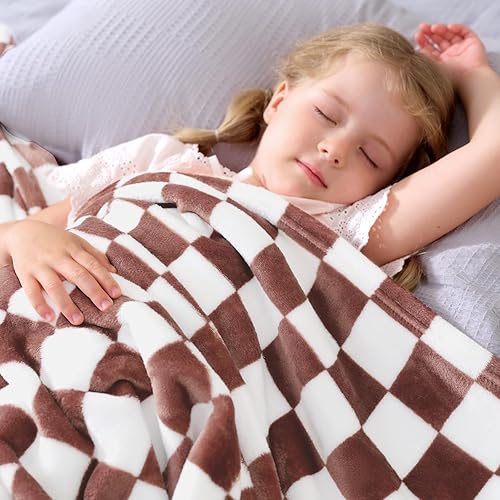 Miniatura 5 de Touchat Manta de forro polar, manta a cuadros de búfalo para sofá, cama, suave, cálida, acogedora, manta de felpa a cuadros, ligera decoración de