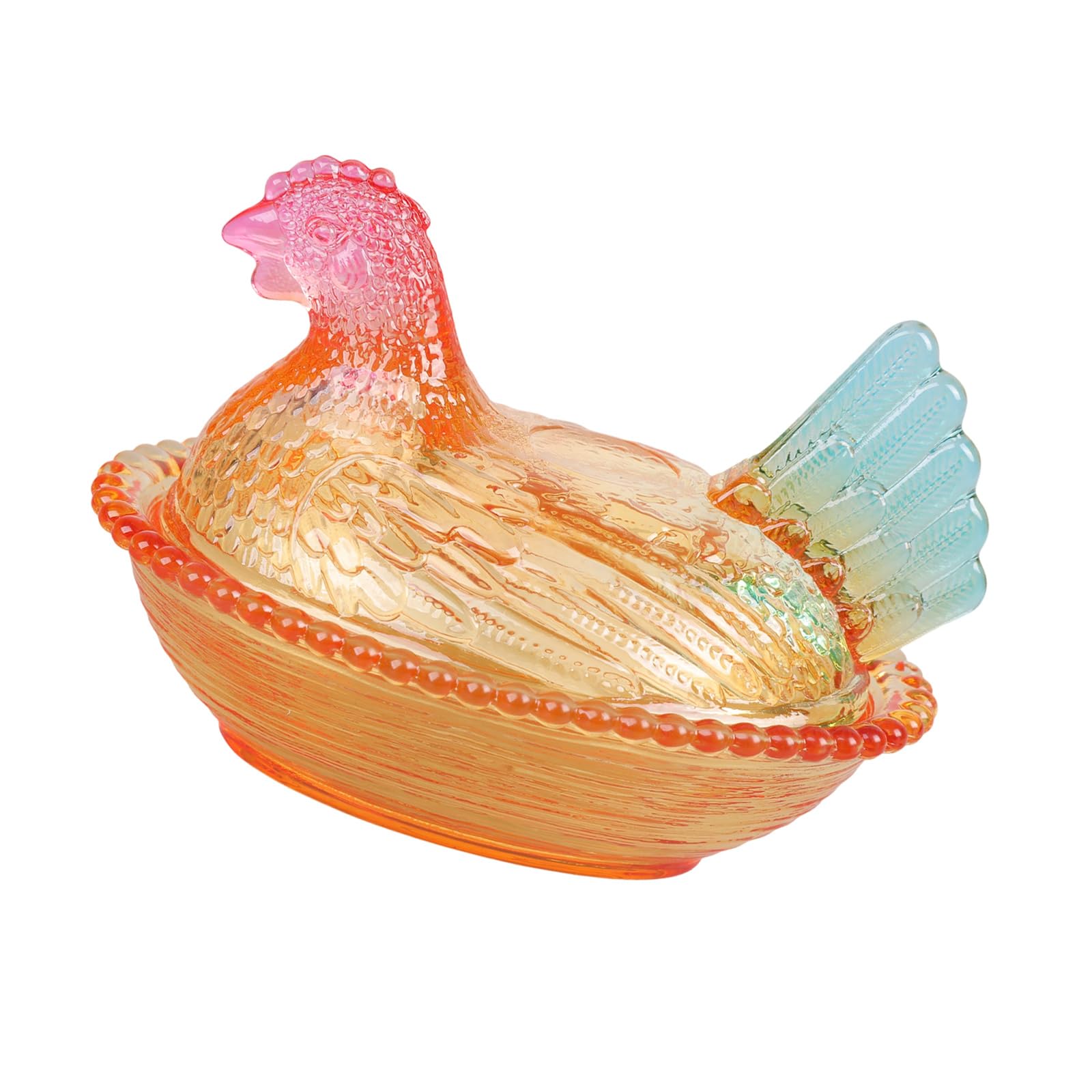 Xjdzineq Crystal Glasses Chicken Shape Candy Jar Bowl with Lid, Dessert Plate Candys Covered Decorative Snacks Bowl Glass Hen