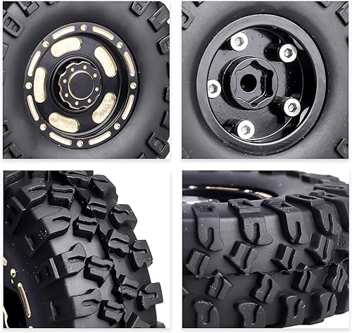 Miniatura 5 de HobbyPark Ruedas y neumáticos Beadlock de latón 1.0 para 118 TRX4M Upgrades Parts 118 SCX24 124 RC Crawler de repuesto, juego de 4 (tipo B)