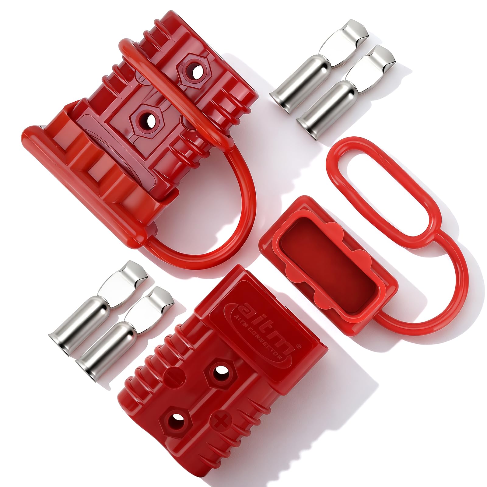 175A Battery Connector AWG 1/0 Quick Connect Battery Modular Power Connectors Quick Disconnect (Red)