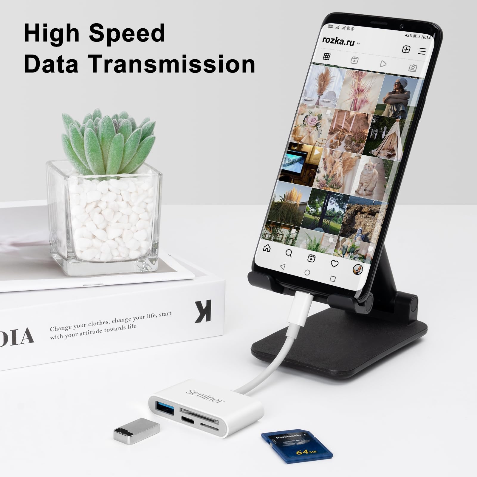 Lecteur De Carte SD 4 En 1 USB-C, Adaptateur Carte SD Avec Port De