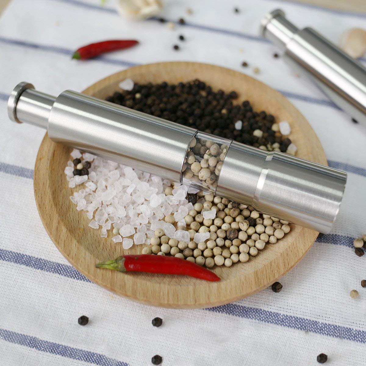 Stainless Steel Salt & Pepper Grinder - Adjustable Coarseness -2