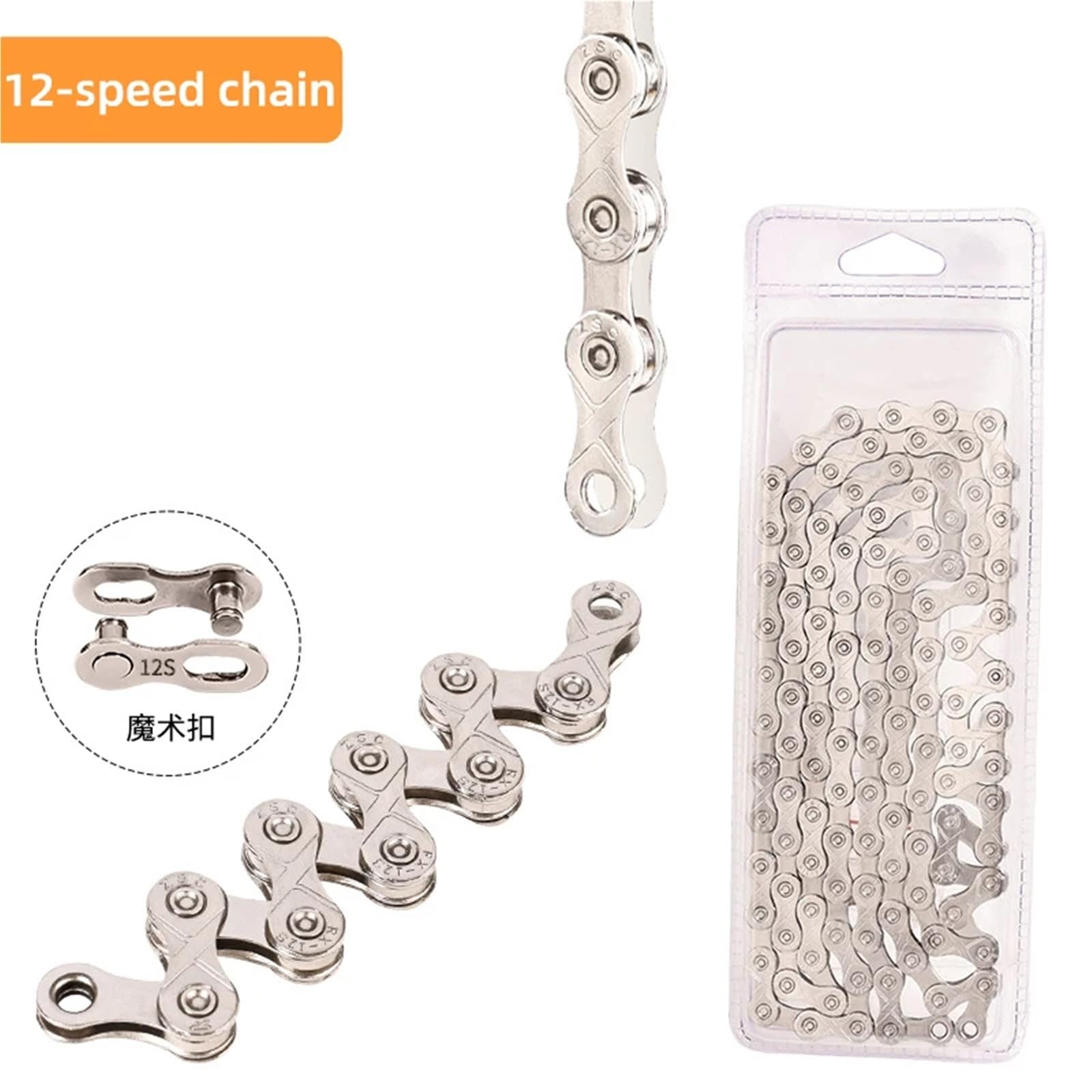 ChaîNe De VéLo Chaîne de vélo de montagne argentée à 6, 7, 8, 9, 10, 11 et 12 vitesses (maillon manquant).(12-speed chain)