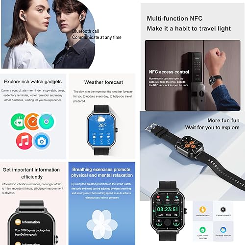 Miniatura 7 de D8Pro - Reloj inteligente TFT de 2.01 pulgadas con audífonos, reloj inteligente TWS, auriculares inalámbricos Bluetooth, monitor de salud,