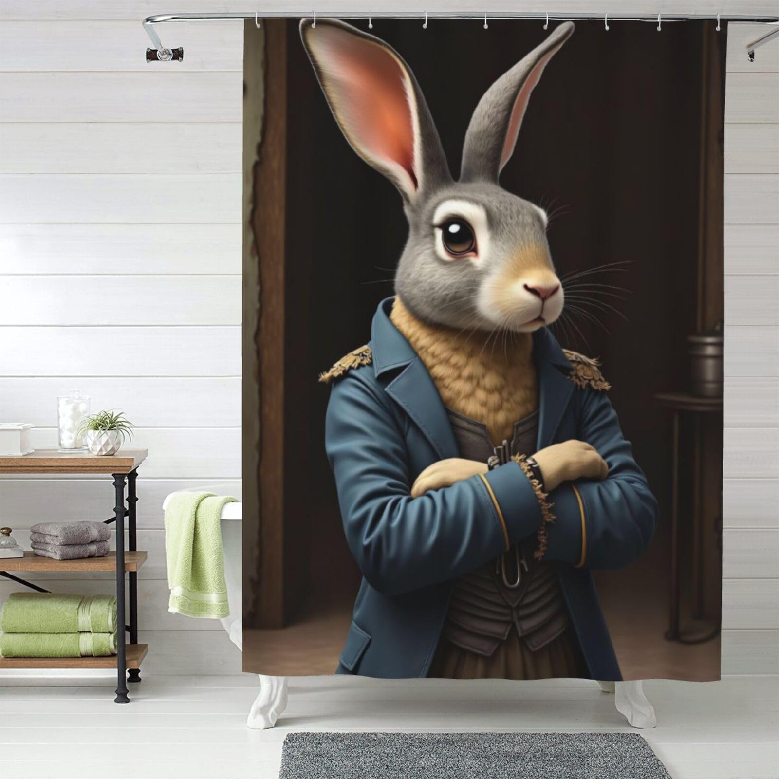 Rideau de douche en tissu épais haut de gamme imprimé lapin 152.4 x 183 cm