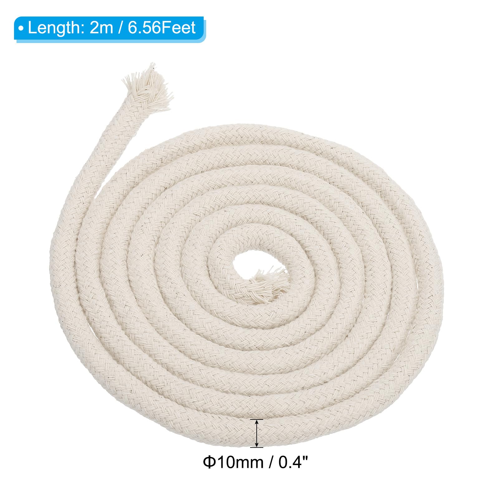 PATIKIL 6.56 Feet 10mm Oil Lamp Wicks, Round Cotton Lamp Wicks Replacement Braided for Lamp Candle Making Supplies White - Image 2