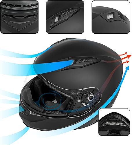 Miniatura 5 de VCAN VX - Casco ligero de cara completa para motocicleta con visera extra tintada, tecnología Coolmax con OTG, aprobado por DOT y ECE 22.05