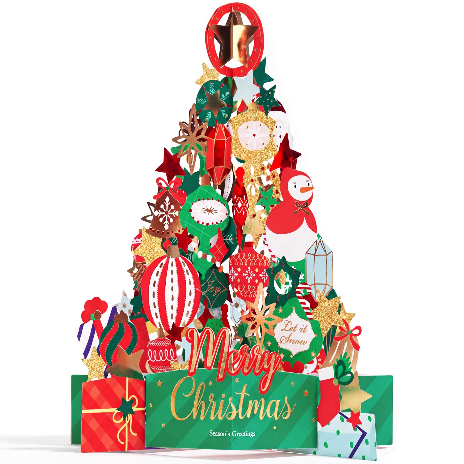 3D Christmas Card,3D Christmas Tree Pop Up Card with Envelopes 2pcs