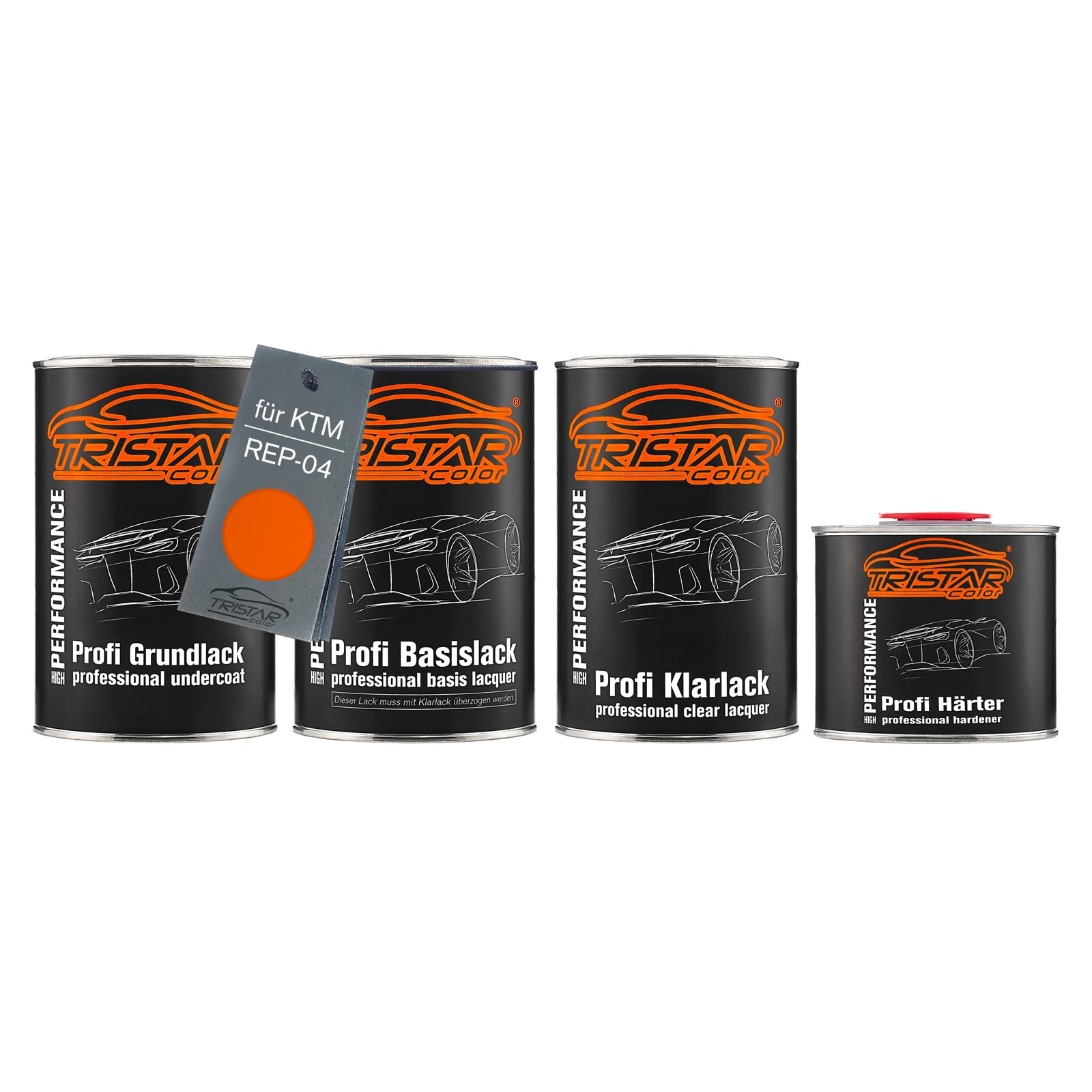 Kit Vernice Per Moto KTM TRISTARcolor - Vernice Di Base Ceramic White + Trasparente 2K, 1,25L, Pronto All'uso