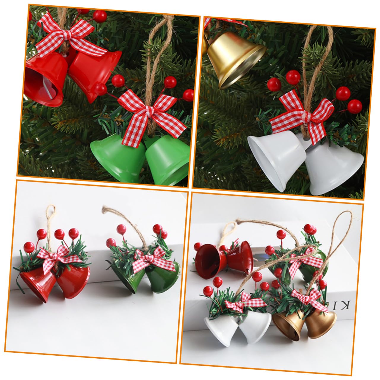 Gatuida 4 Set Decorazioni Natalizie Bellissimi Pendenti Natalizi Addobbi Per L'Albero Di Natale Jingle Bells Decorazione Per Albero Di Natale Campana Per Feste Ornamento Per 4 pezzi * 4