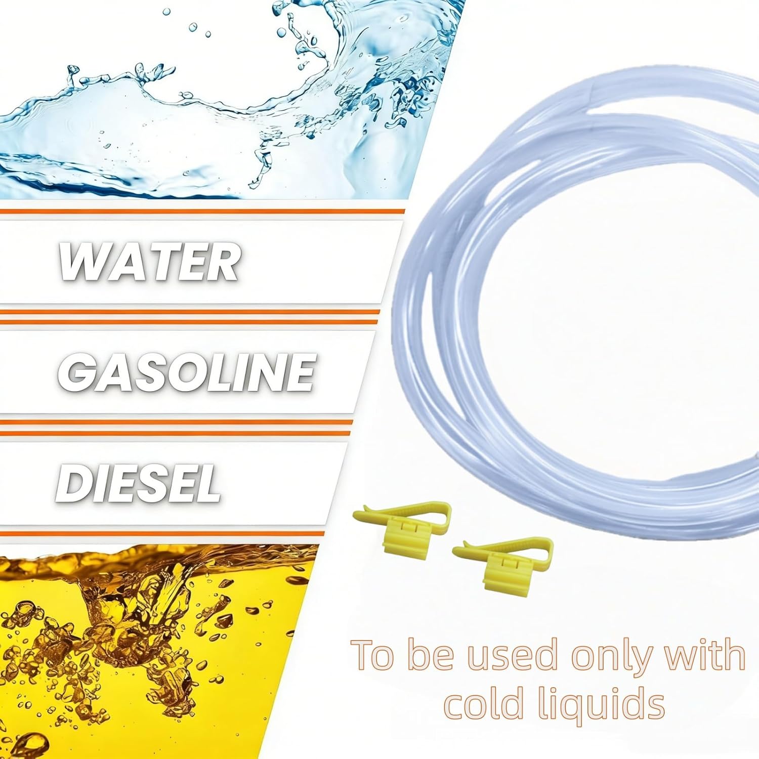 Hand Siphon Pump - Fuel Transfer Pump, Portable Gasoline Transfer Pump with 10 Ft PVC Hoses, Gas Siphon Pump for Water, Diesel, Petrol, Liquid, for Car, Boat, Lawn Mower