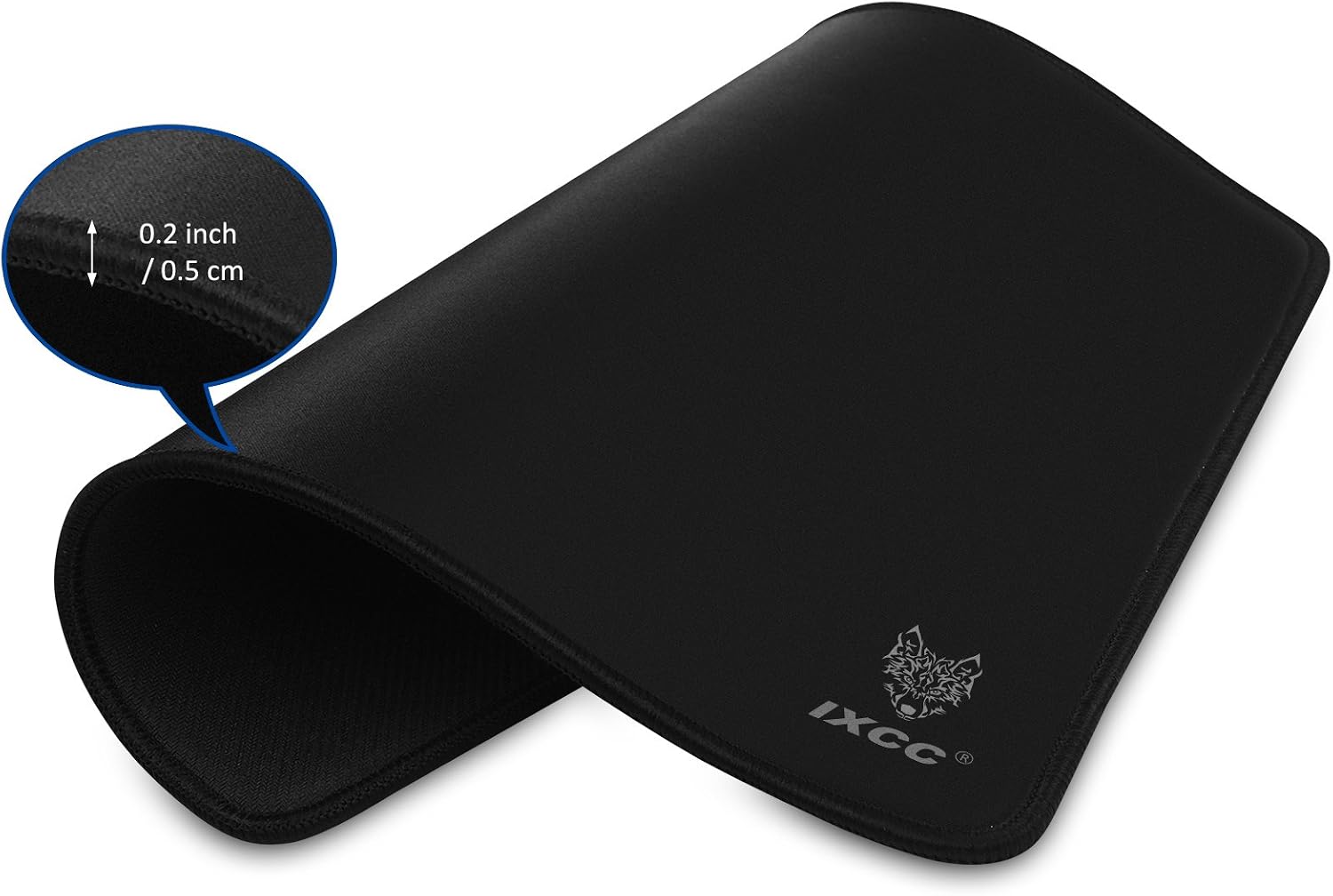[Jumbo Size] iXCC Gaming Mouse Pad/Mat with Smooth Silk Surface Stitched Edges, 13 × 10.2 × 0.2 Inches - Black