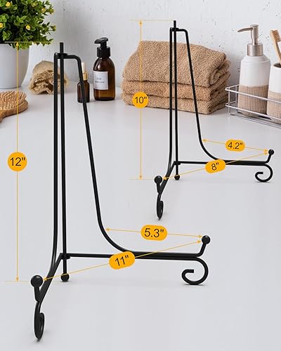 Miniatura 7 de Lzerking Soporte de exhibición de 20 paquetes, soporte plegable de hierro de 6 pulgadas, soporte para fotos para exhibición, caballete negro para