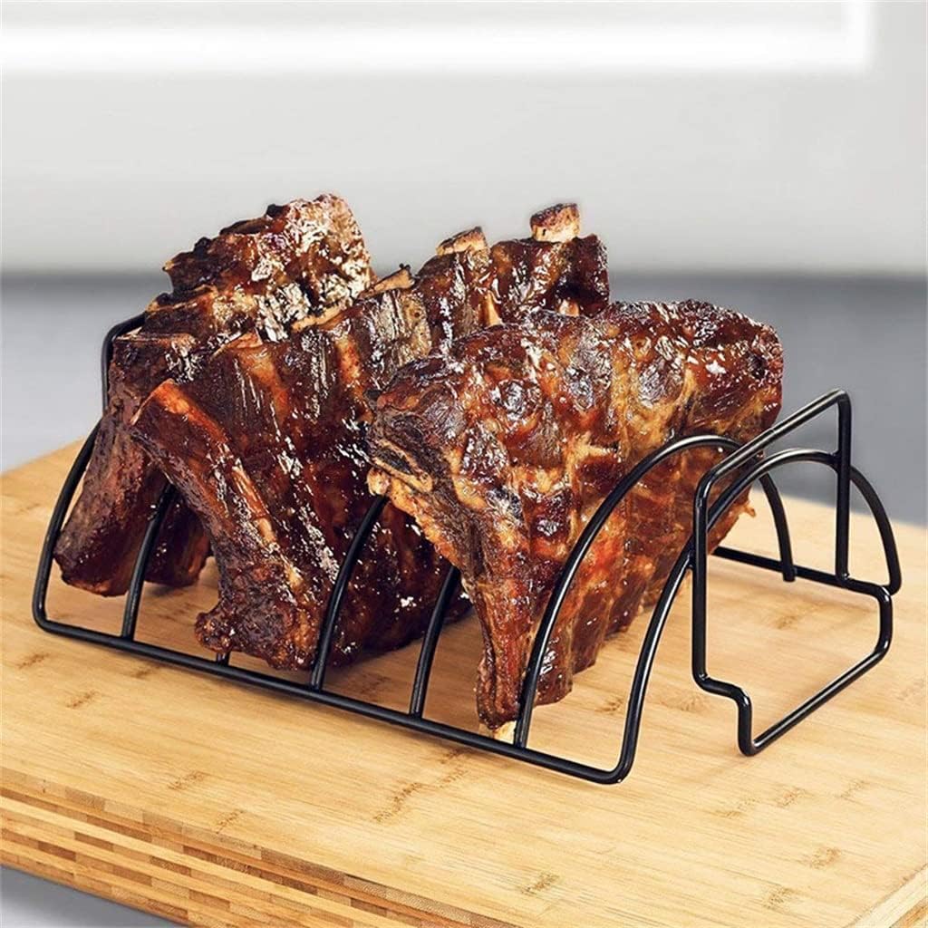1pcs Non-Stick Rib Shelf BBQ Stand Rack Stainless Steel Grilling Beef Ribs Baske
