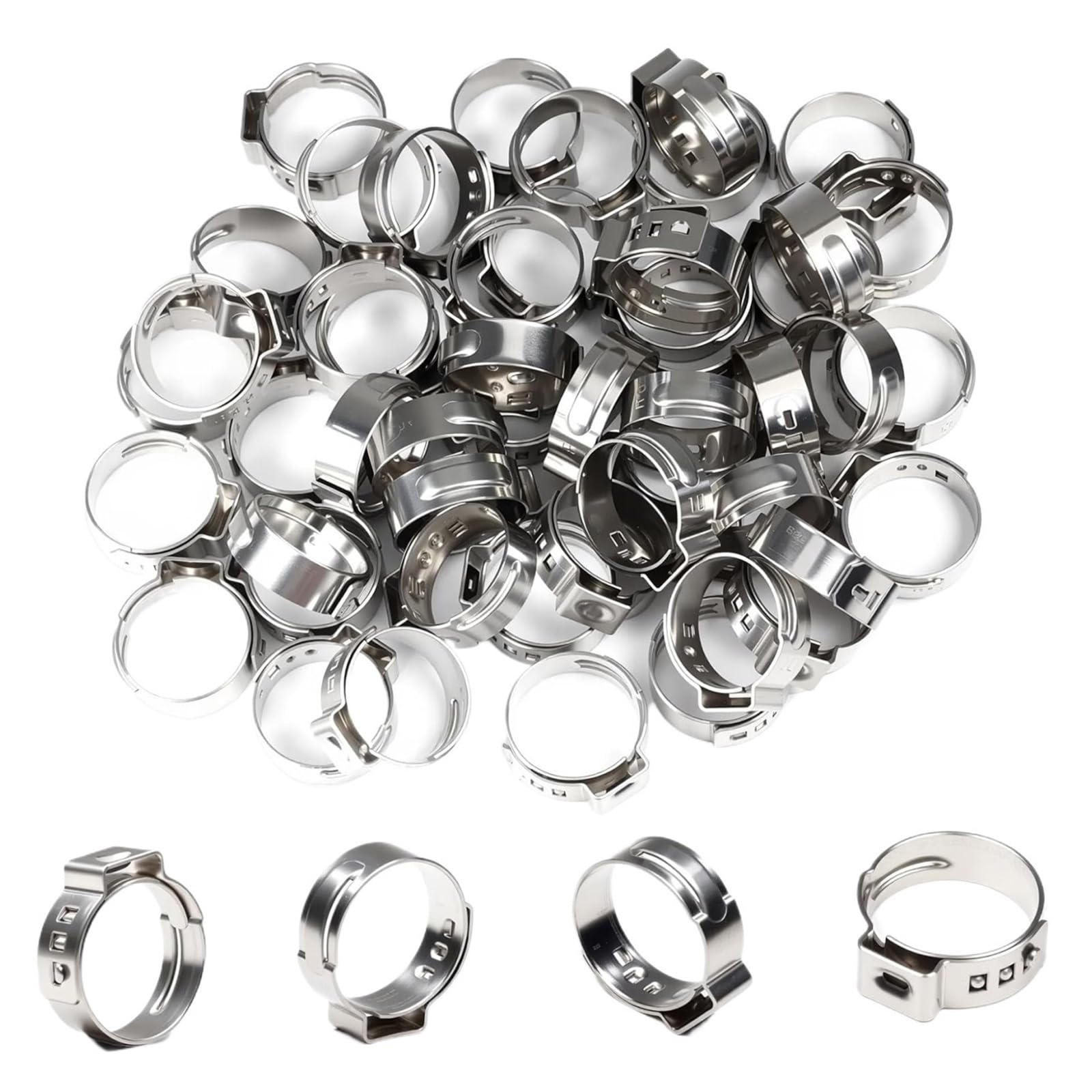 Nodrest 9.8-12.3Mm 50 Pcs Single Ear Hose Clamps 5.3-42Mm Stainless Steel 304 Pipe Assortment Kit