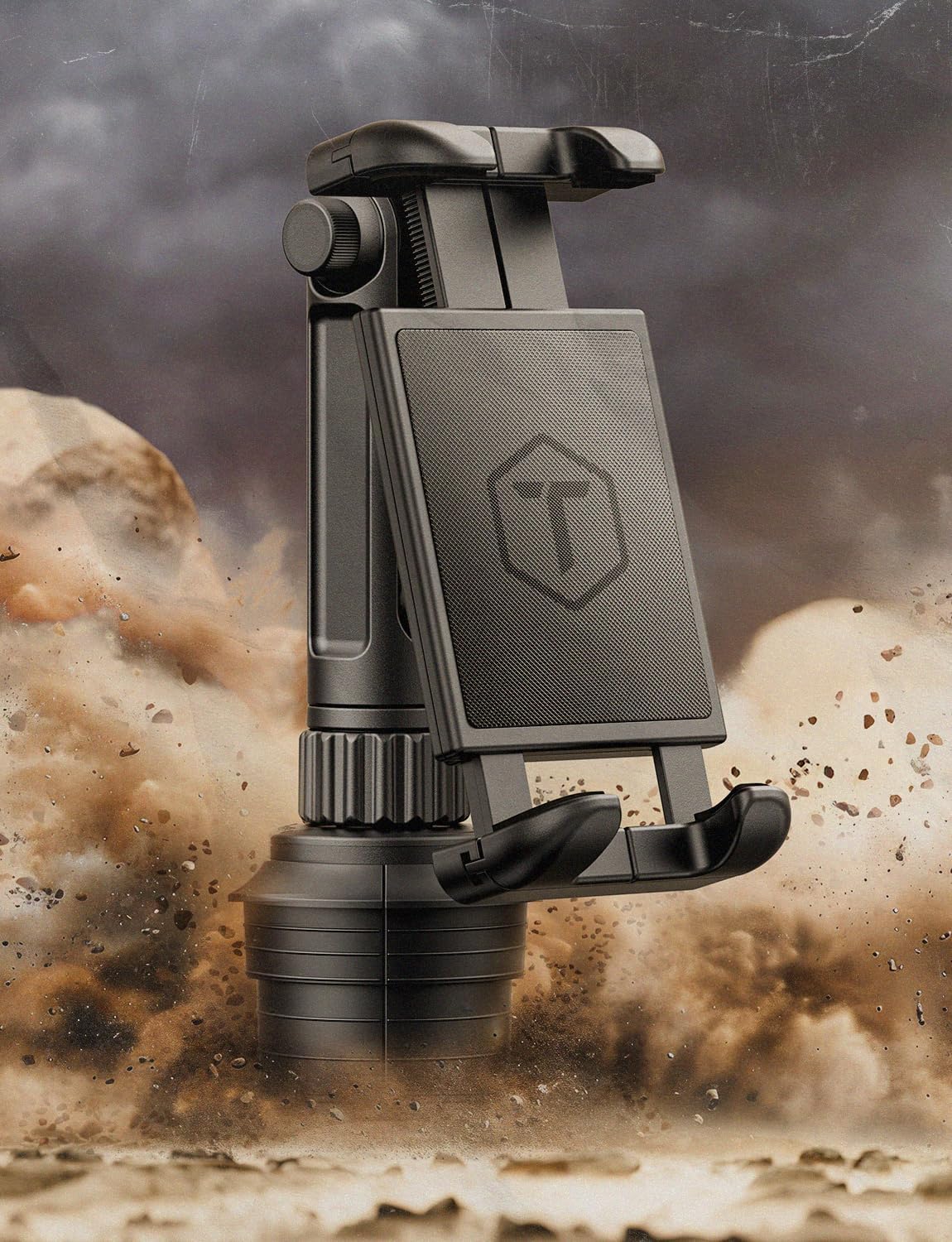 ToughTested Boom Cup Holder Tablet Mount – Heavy-Duty iPad & GPS Car Mount for Cup Holder – 360° Rotating Arm, Fits Tablets Up to 13", Anti-Vibration, Universal for Trucks, SUVs, Vans & Cars