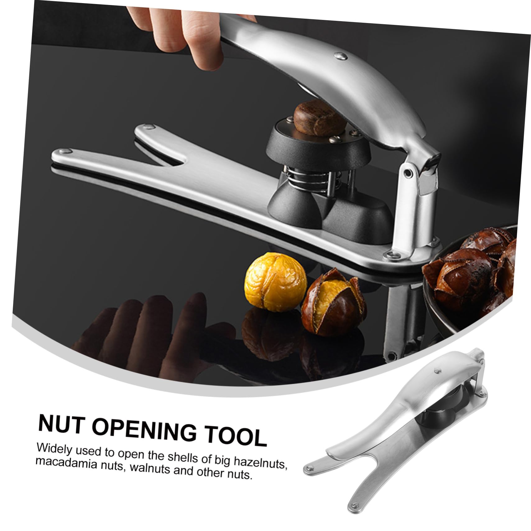 GALPADA Clip de Castañas Abridor de Castañas Portátil Resistente al Desgaste Manual Pinza para Descascarar Nueces Herramienta de Acero Inoxidable para Romper Nueces Cocina