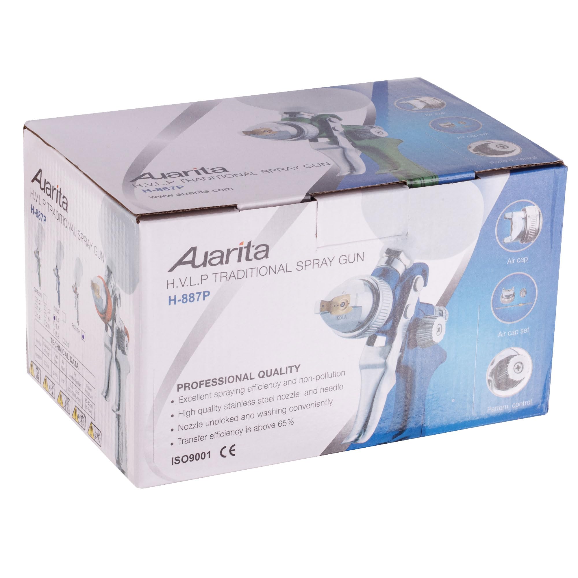 HVLP H-887P Pistolet pulvérisateur à Technologie Buse de 2,5 mm Durable Capacité de 600 ML pour la Peinture Trois Modes de réglage Très Efficace Bon pour Les matériaux Lourds