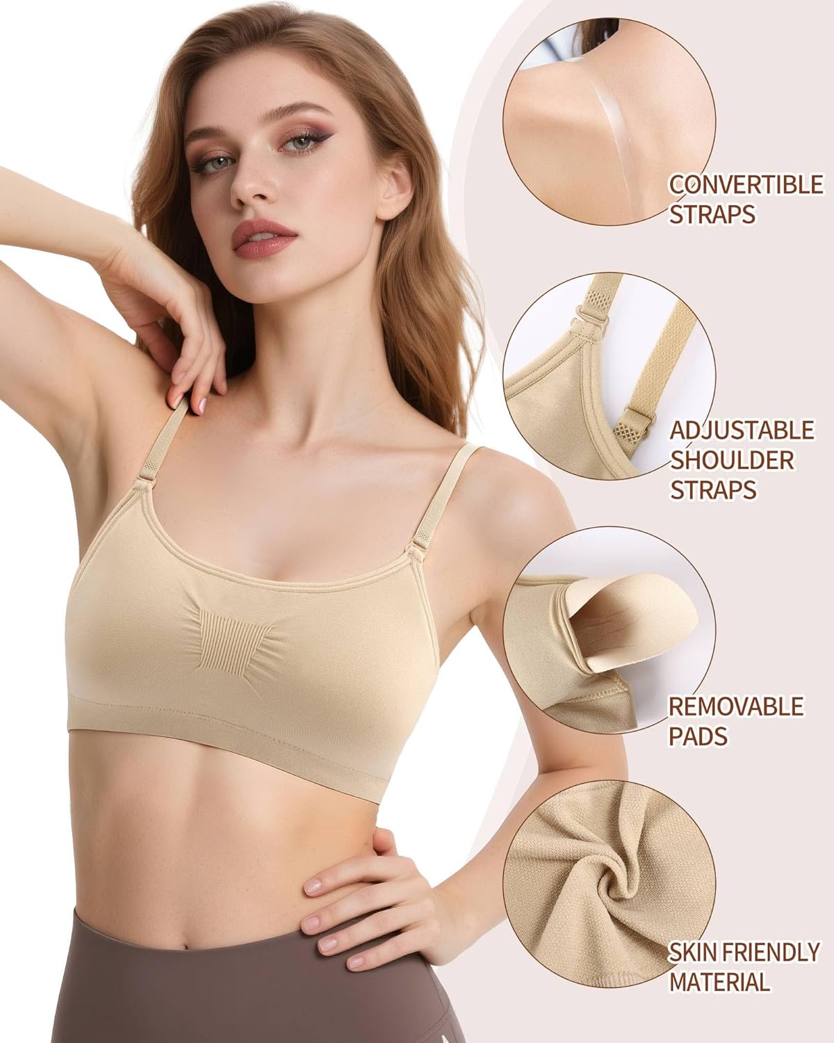 iMucci Clear Strap Bra Professional Dance Bra NO Sponge Invisible Ballet Bras - Image 5