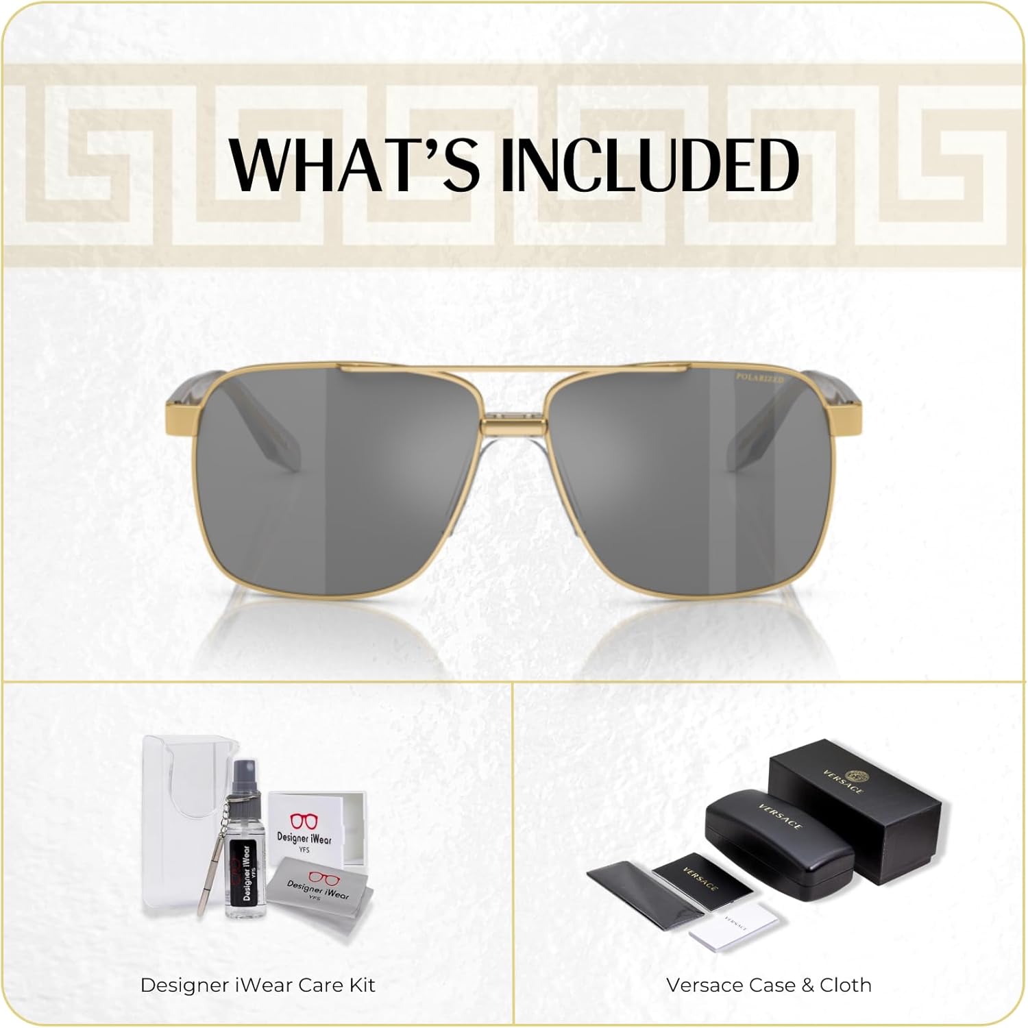 Versace VE2174 Square Sunglasses for Men +BUNDLE with ACCESSORY EYEWEAR KIT - Image 2