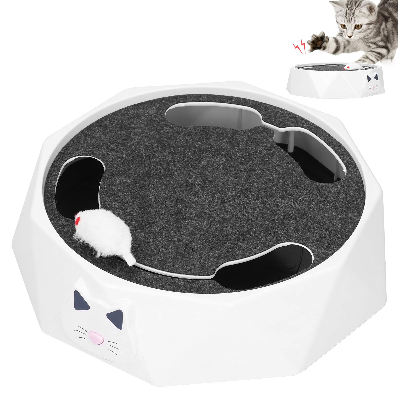 Catch Mouse Cat Toy Teaser électrique interactif pour chats et chats en plastique de 10,2 pouces de diamètre avec effet sonore