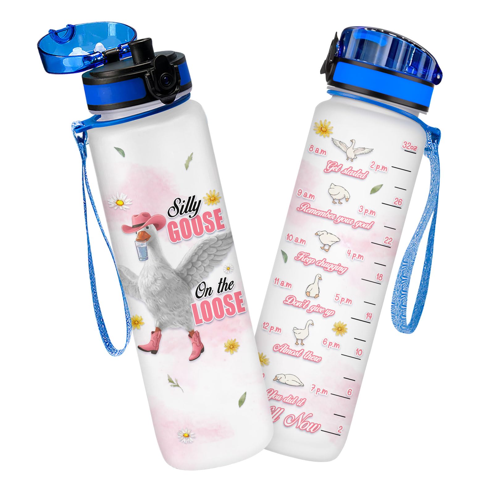 GEPOSTORE Silly Goose Water Bottle 32oz with Time Marker, Funny Gift Her โ image 1