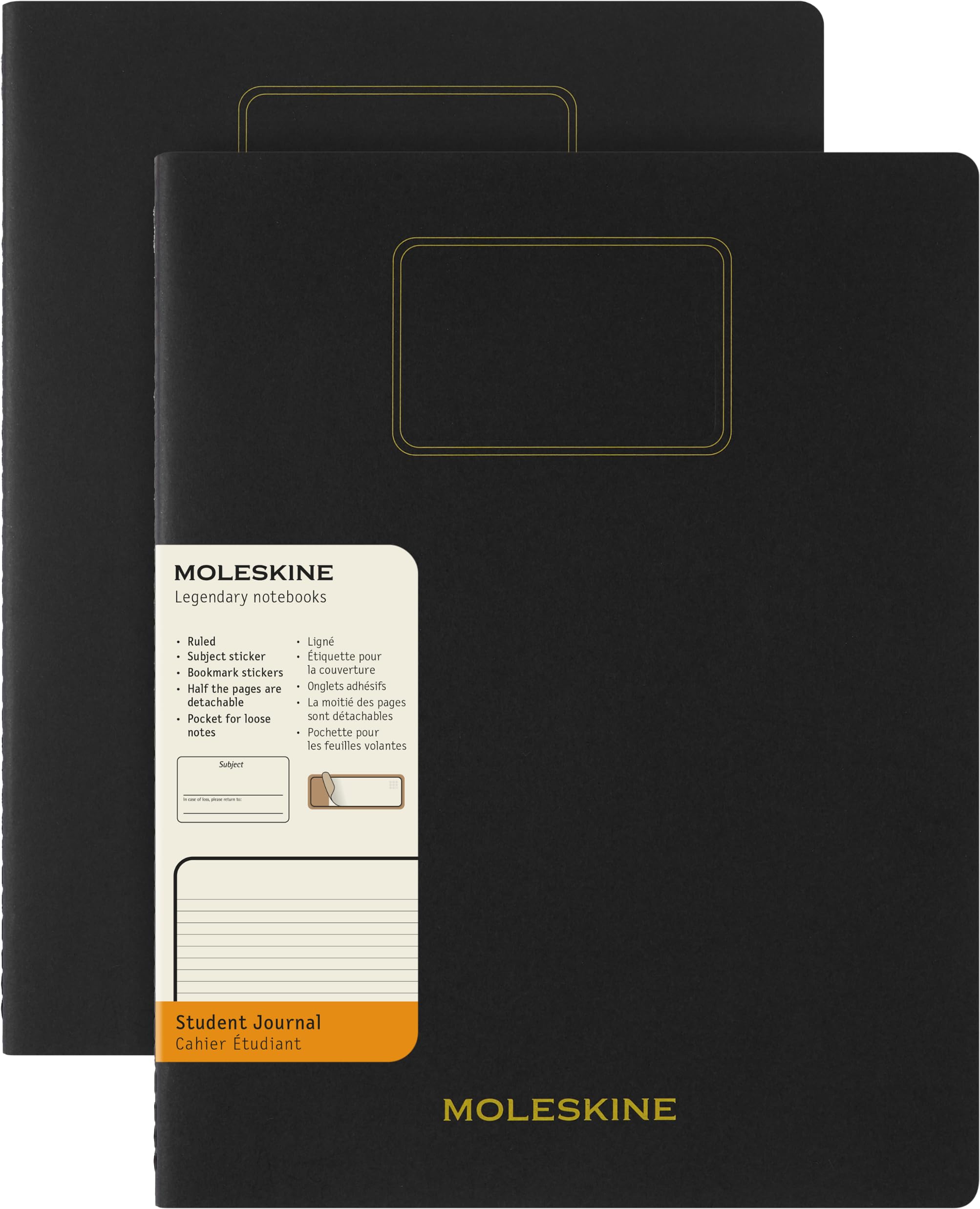 Moleskine Student Cahier Journals (Set of 2), Soft Cover, Ruled, XXL (8.5" x 11"), Black, 120 Pages
