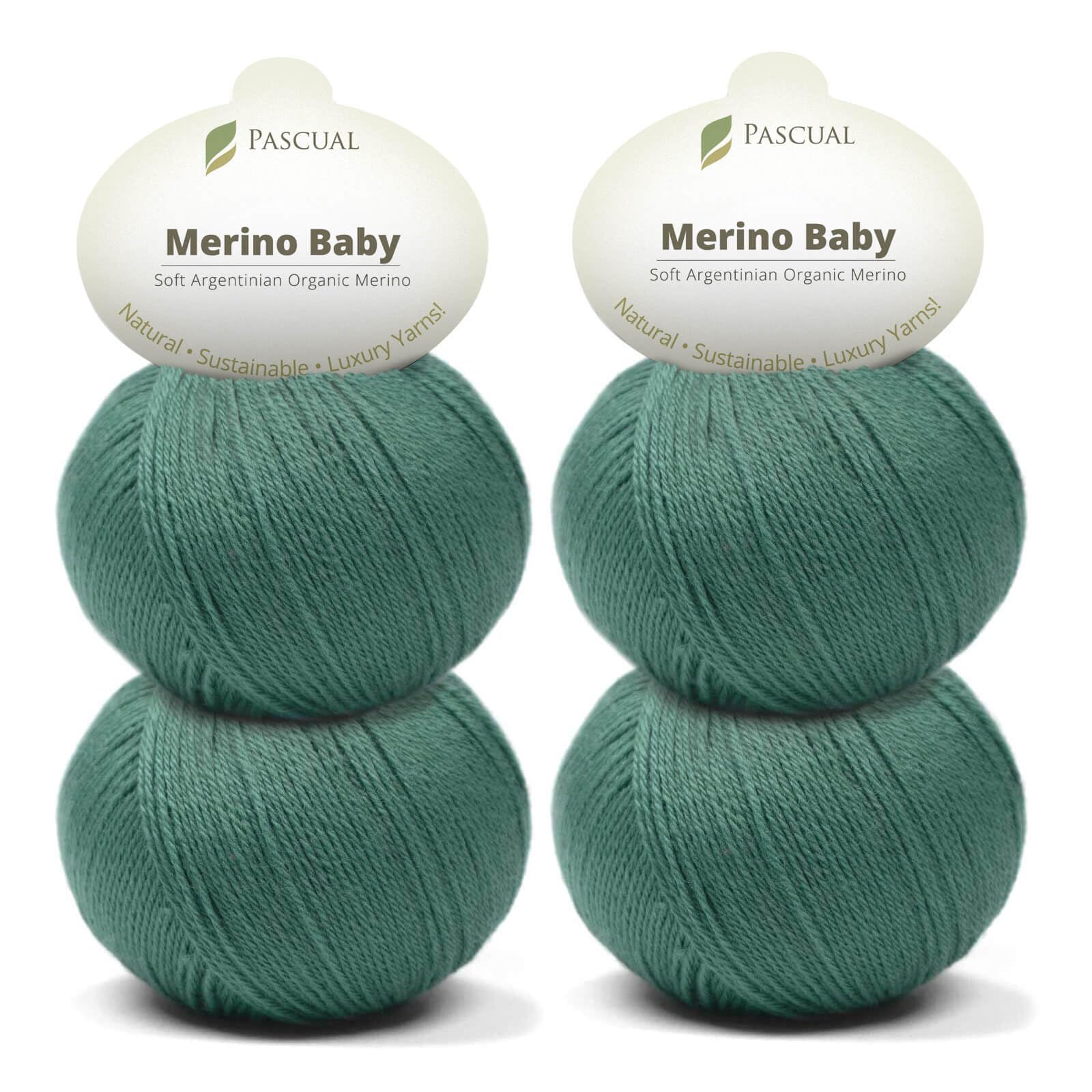 PASCUALI Merino Baby|Strickwolle aus 100% Schurwolle aus Merino, Merinowolle zum Stricken und Häkeln, SET: 4 Knäuel - 200 g, Farbe: Wald 318