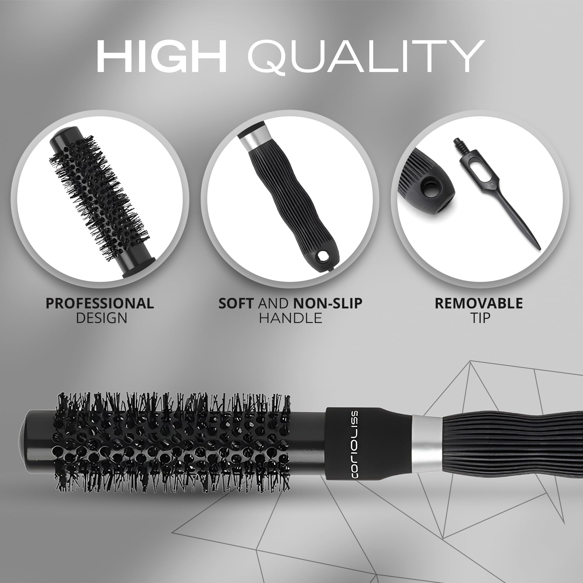 Corioliss Hair Roller Brush for Women Professional Hair Brush Ceramic  Ideal for Short Hair and Precise Work Styling 25 mm