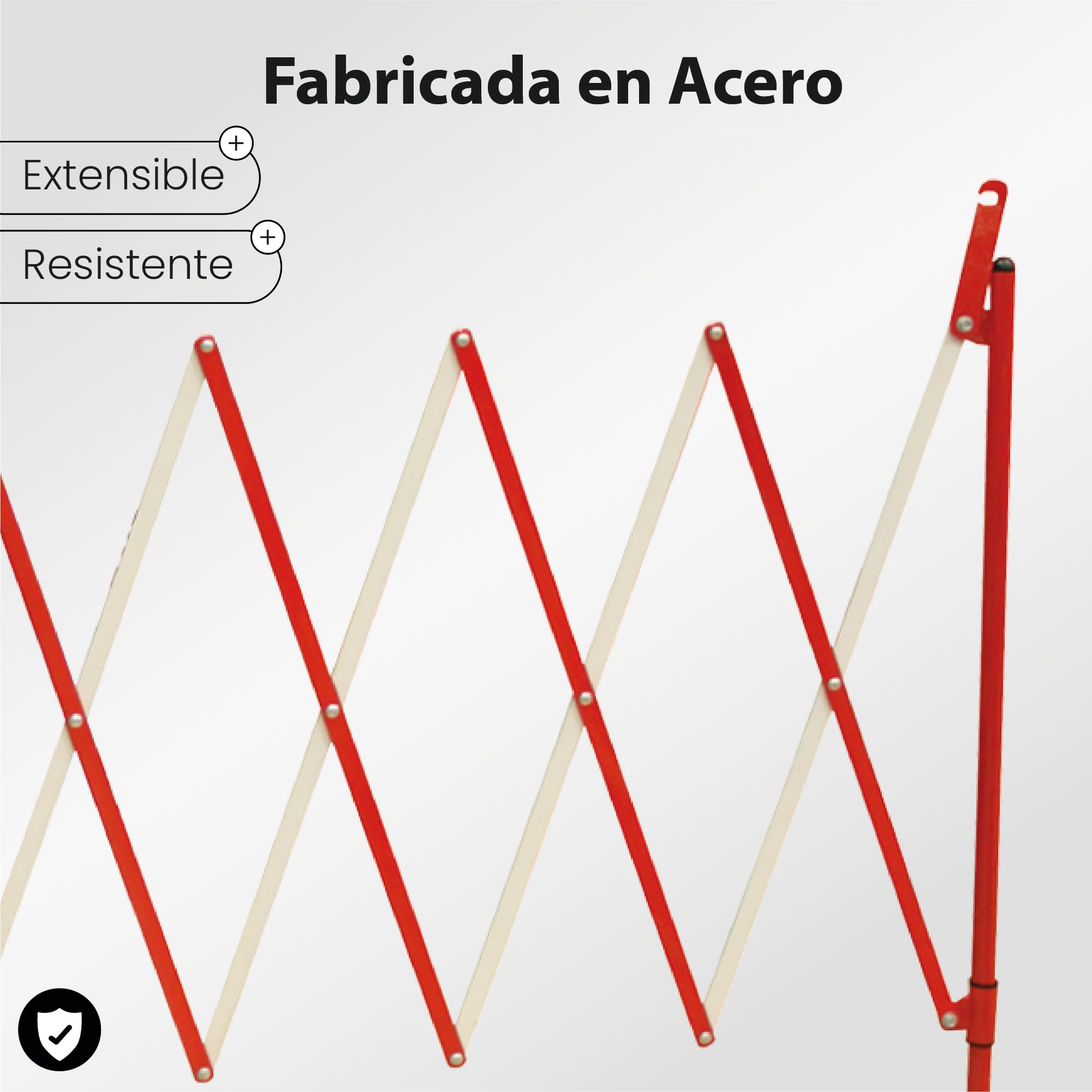 Packs 2 - Barricada Extensible hasta 3m Plegable – Vallas Extensibles de Obra – Barrera Metálica Portátil para Seguridad, Construcción y Control de Espacios (Rojo/Blanco)
