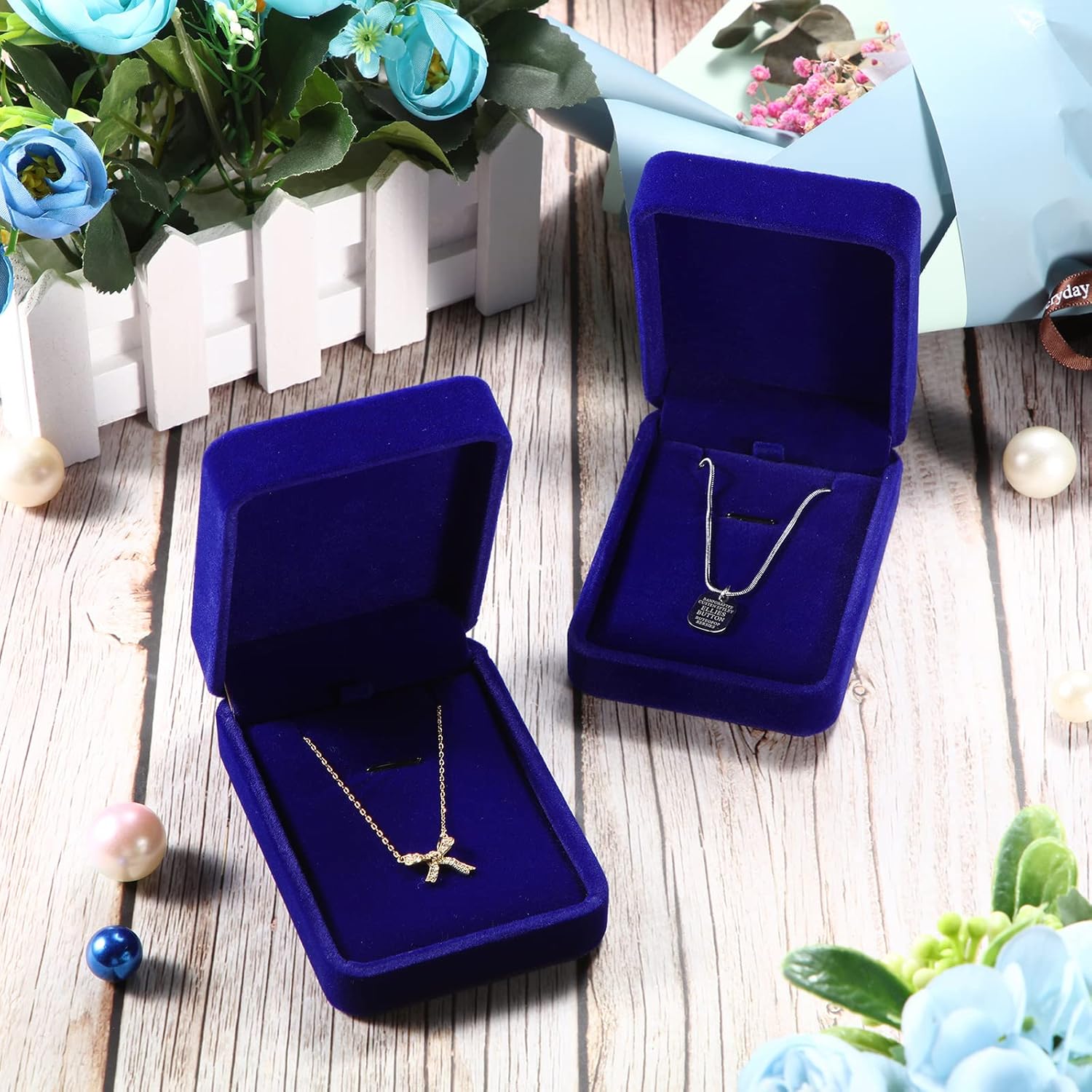 24 Pcs Necklace Pendant Box Velvet Jewelry Storage Display Case Ring Earring Pendant Jewelry Boxes Pearl Necklace Holder Gift Boxes for Christmas Wedding Engagement Birthday Anniversary(Royal Blue) - Image 4