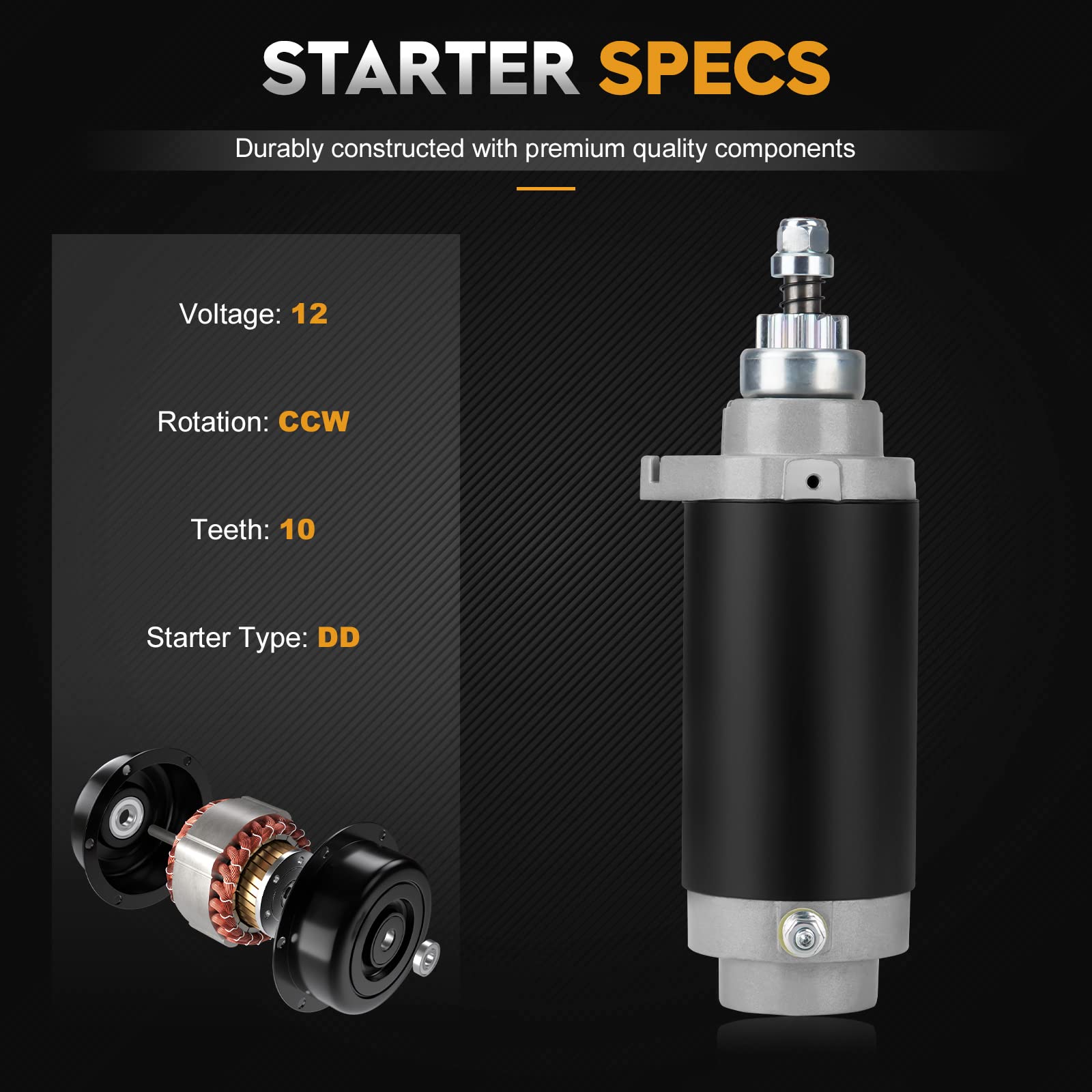 Get Your Mercury Running! New Starter For 90HP Outboards (1987-1988, 1991-1999) - Direct Bolt-On Replacement