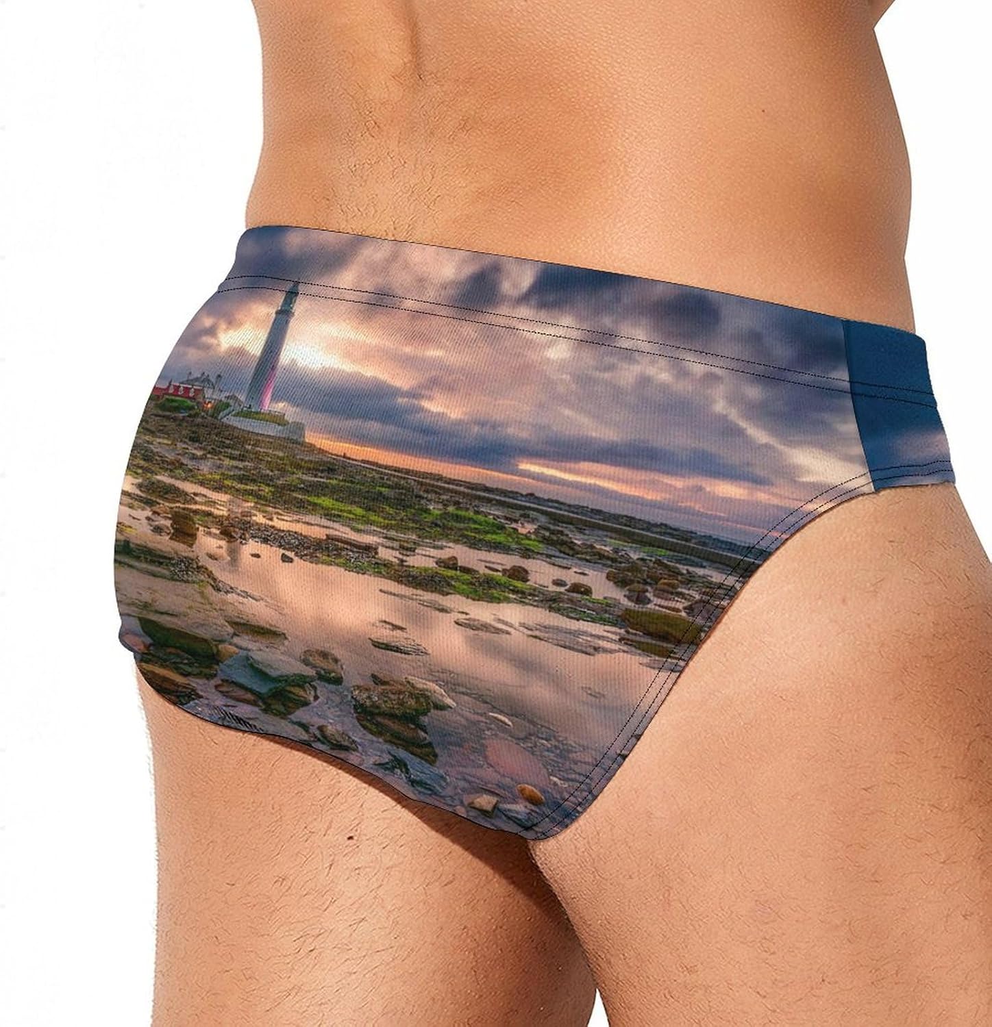 Lighthouse Whitley Bay United Kingdom Men's Swimwear Bikini Swimming Briefs Stretchy Swimsuits Board Surf Shorts Trunks