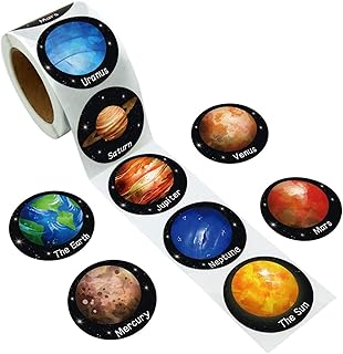 Planets Stickers For Kids Toddlers Solar System The Sun, Mercury, Venus, Earth, Mars Jupiter Solar System Stickers Roll 2.5cm, Science Project Stickers Roll Decals Party Favor 500 pcs