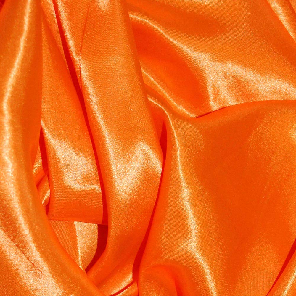 Discount Fabrics Ltd Women's Flo Orange Silky Satin Fabric By The Meter Polyester 150Cm 60 Inch Wide