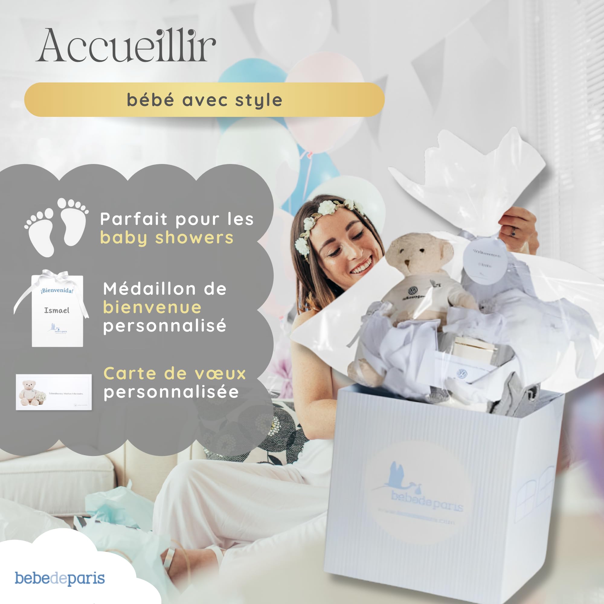 Canastilla Peignoir brodé nouveau-né 6-18 mois Body Trousse toilette mousseline ours peluche