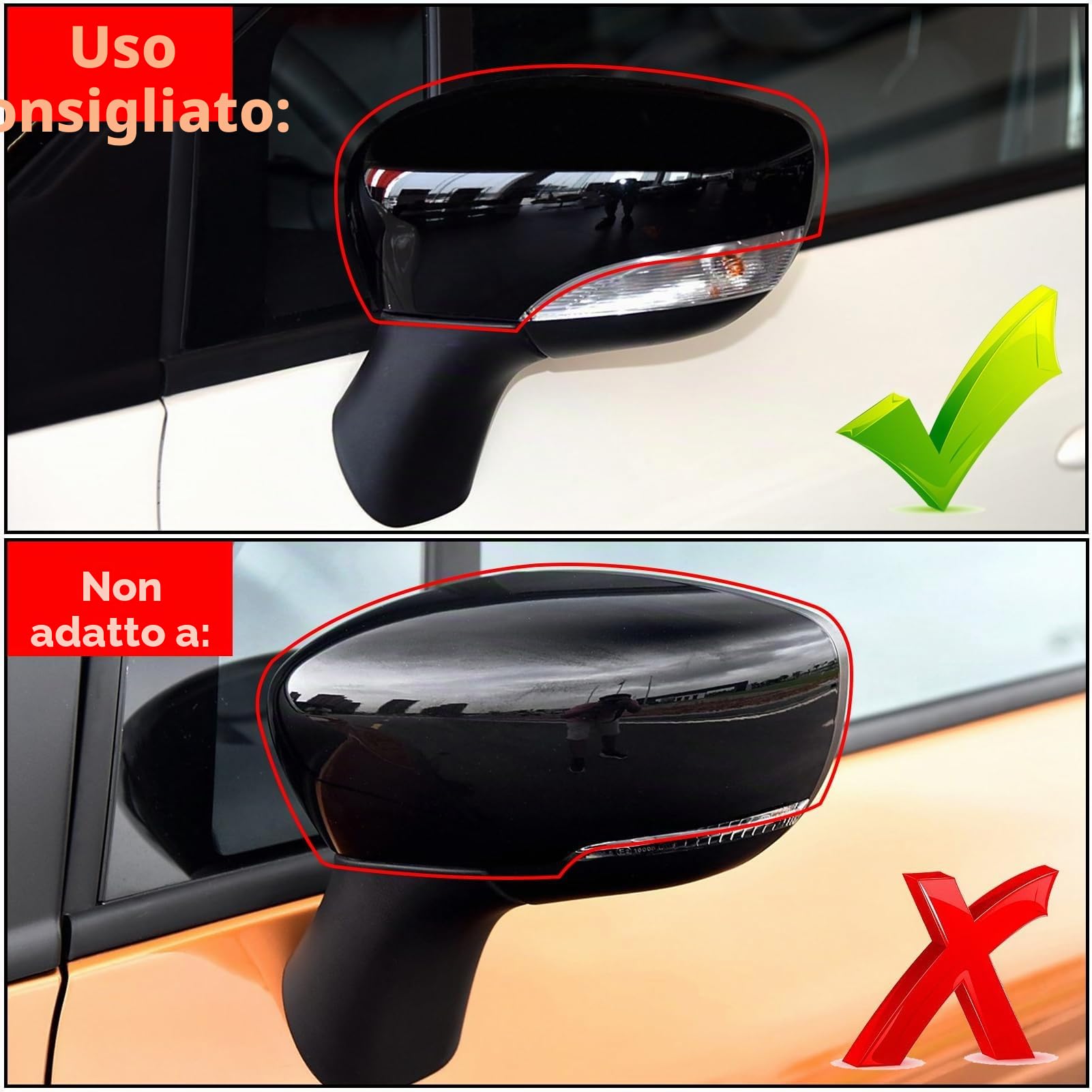 TTCR-II 2 PCS Calotte Specchietti Compatibile con Renault Clio mk4 Copri Specchietti 2012-2016 Calotta Specchietto per Captur prima generazione J87 2013-2019/ Zoe 2012-2024 Tappi Specchietti (Nero)